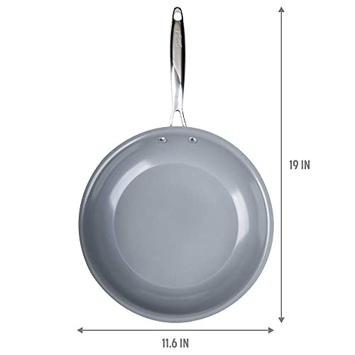 GOODFUL BY GOTHAM PADELLA ANTIADERENTE CERAMICA 11" GX00-P062 - GRIGIO/BIANCO - Foto 4 di 5