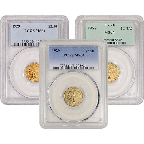 US Gold $2.50 Indian Head Quarter Eagle - PCGS MS64 - Random Date and Label