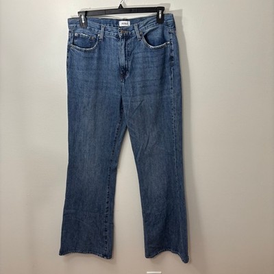 PISTOLA Stevie High Rise Wide Leg 31 Med Wash Flare Jeans Lightly Distressed