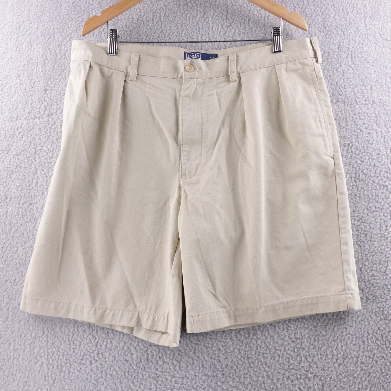 Polo Ralph Lauren Tyler Short Khaki Pleated Chino Shorts Mens 38 Waist Golf