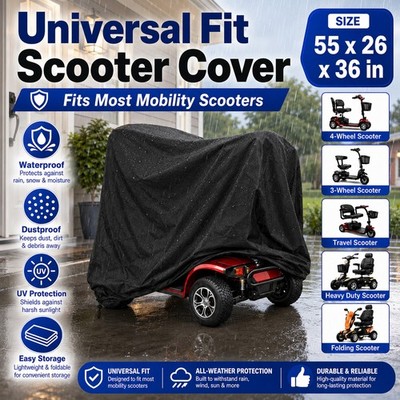 55in Waterproof Mobility Scooter Wheelchair Cover Heavy Duty Rain Sun UV Shield