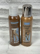 2 Sally Hansen MEDIUM  TAN GLOW Airbrush Legs Makeup Water Resistant 4.4 oz