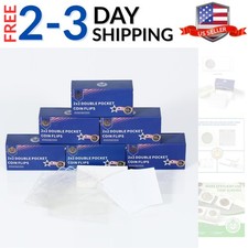 600 Pockets 300 Pieces 2x2 Double Pocket Coin Flip Clear Safe Storage Coin Sl...
