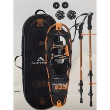Alptrek 825 Snowshoe Kit W/Poles & Carry Bag  Black/Orange Medium up to 200 Lbs