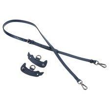 Leather Adjustable Replacement Bag Strap, Dark Blue, Black Buckle, 1 Set