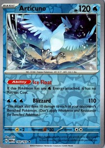 Articuno 144/165 Reverse Holo Rare Scarlet & Violet 151