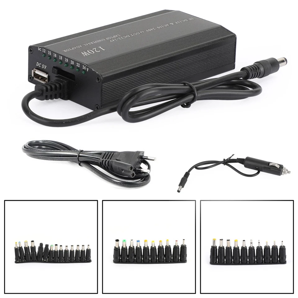 34 Pin 120W Universal Ladegerät Netzteil für Laptop Notebook DC Ladekabel 12-24V - Bild 3 von 4
