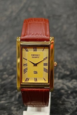 Vintage Seiko Quartz Tank Watch, Seiko Slim Gold Dial