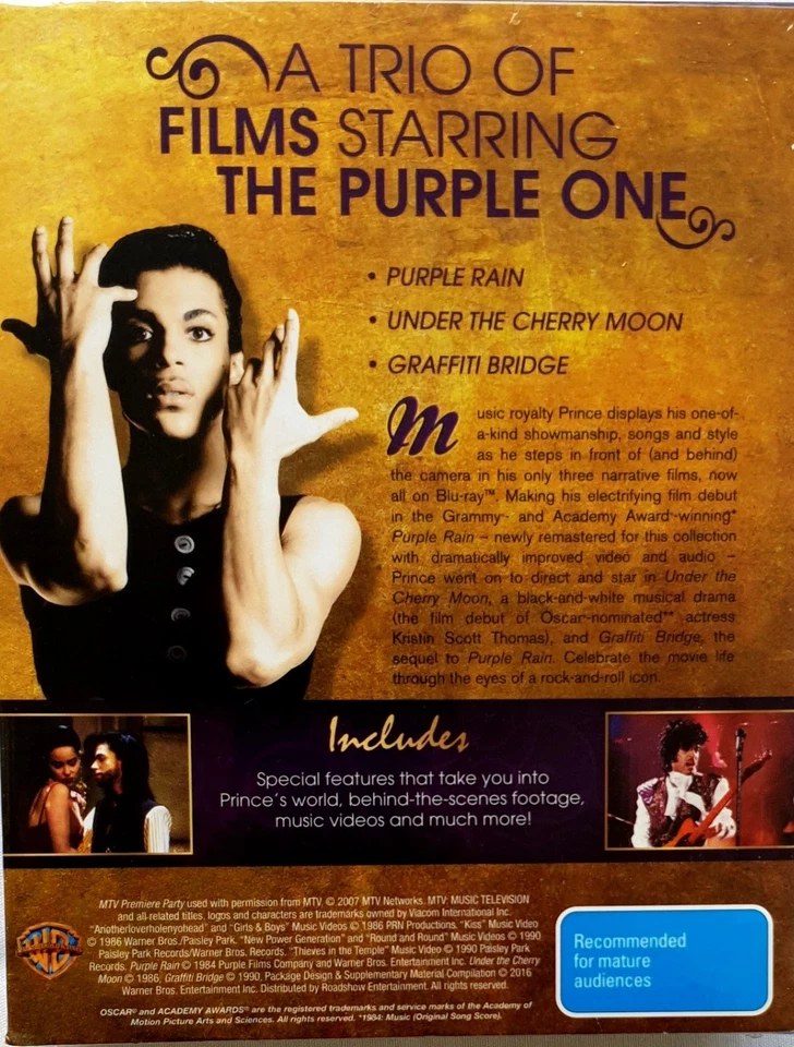 Prince Movie Collection-Purple Rain-Under The Cherry Moon-Graffiti Bridge Bluray - image 2 of 3