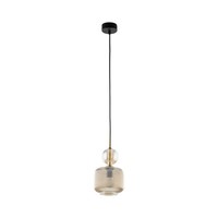 HäNgelampe Glas Metall Schwarz E14 Cognac Hochwertig B:15 Cm Pendelleuchte