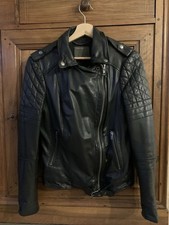 Muubaa Woman’s Black Leather Biker Jacket Size 10