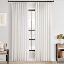 Olepangi Pinch Pleated Linen Curtains 108 Inches Long 2 Panel Set For Living