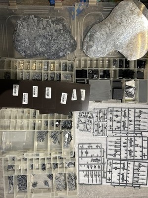 Huge Lot Of WARHAMMER + Others? Tabletop Wargame Weapons Metal Plastic Bases Etc