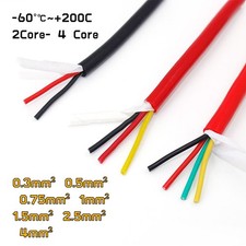 Silicone Rubber Cable Soft Power Cable Tinned Copper Wire 0.3mm²~4mm² 2 3 4-Core