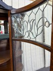 66903 Antique Leaded Glass Oak Bow Front China Cabinet — photo 8