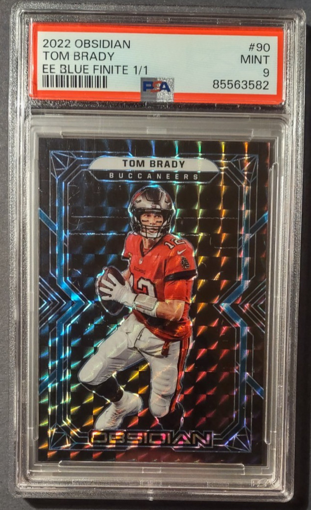 2022 Panini Obsidian Tom Brady 90 Electric Etch Blue Finite 1/1 PSA 9