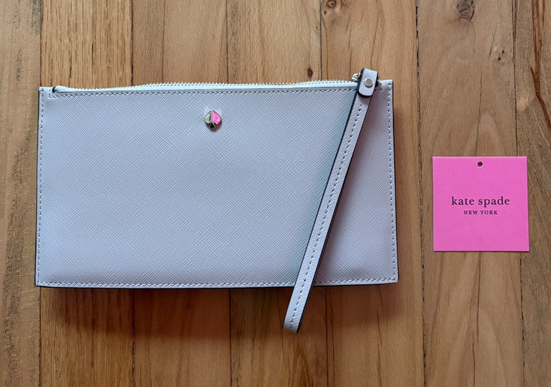 Kate Spade New York Mila Wristlet Pouch Saffiano Leather Warm Beige 