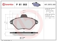 Brembo P 61 053 Bremsbelagsatz, Scheibenbremse For CitroËN