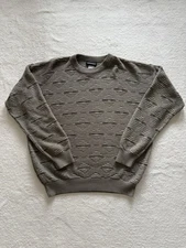 Vintage Expressions Men’s Large Brown Argyle Geometric Knit Sweater Cottagecore