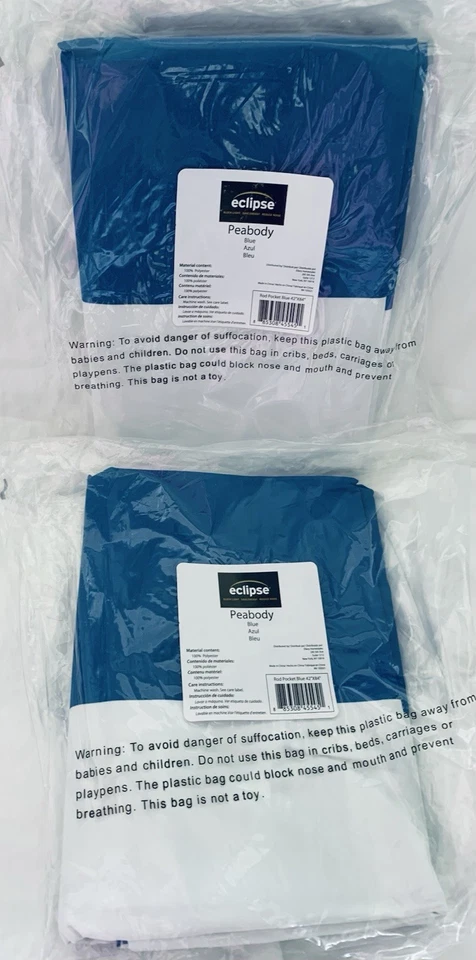 Eclipse Peabody set of blue & white striped Drapes - Image 3 of 3