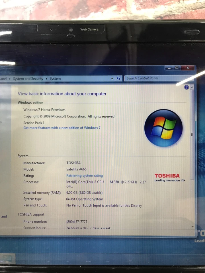 Toshiba Satellite A665 Retro Gaming Laptop i3 M-350 2.27GHz 4GB RAM (Windows 7) - Image 2 of 4