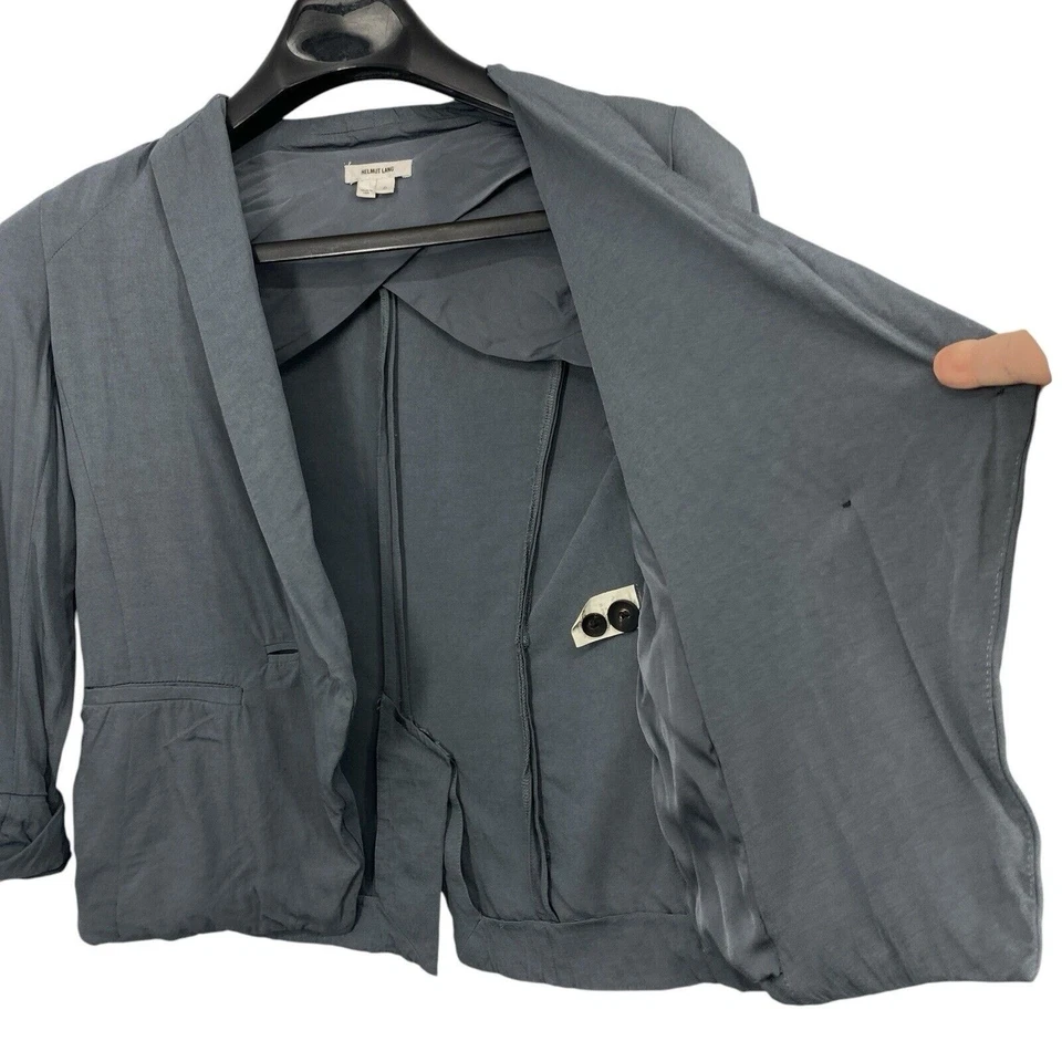 Blazer de crepé Helmut Lang gris manga enrollable talla 0 ropa de trabajo minimalista Foto 4 de 4