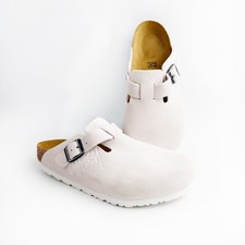 Birkenstock Stussy Boston Suede Leather Clogs Women s Shoes - Bone