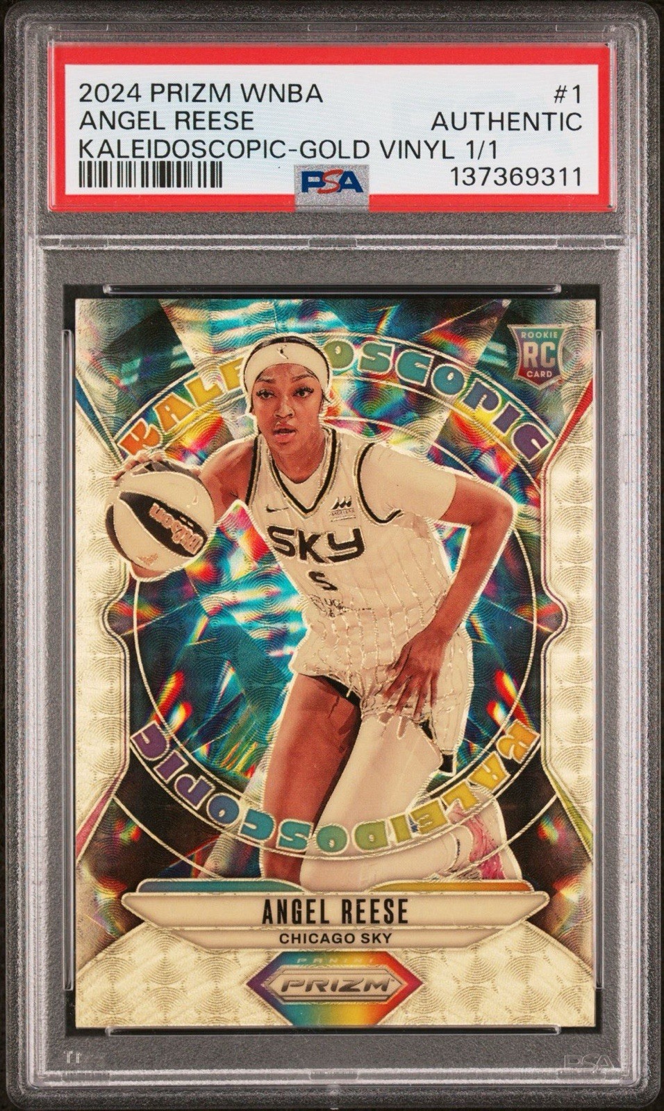 2024 Panini Prizm WNBA Kaleidoscopic Angel Reese #1 Gold Vinyl Prizm 1/1 Rookie