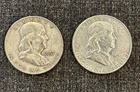 (2X) 90% Silver Franklin Half Dollar Average Circulated - 1957 & 1949