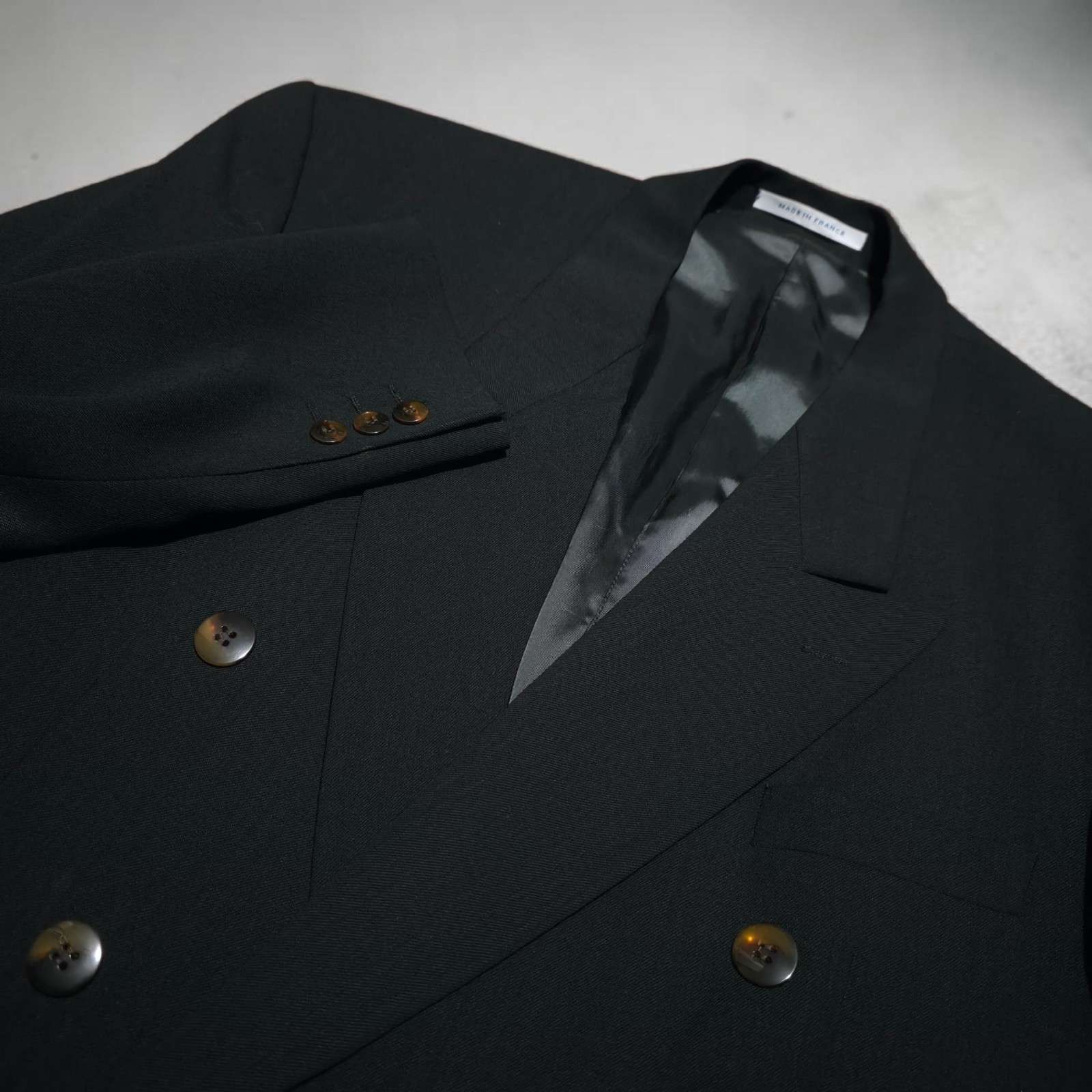 Vintage YSL Yves Saint Laurent Blazer Black Double Breasted Wool Size 46 Chest