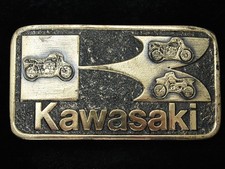 RA13156 VINTAGE 1970s KAWASAKI MOTORCYCLES BRASSTONE BELT BUCLE