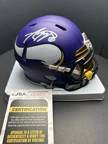 Adrian Peterson Signed Vikings Mini Helmet Gold Visor Five Star Auth