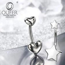 Belly Button Ring G23 Titanium 14G Curved Barbell Helix Navel Piercing Jewelry