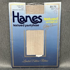 Vtg 1980s Hanes Textured Pantyhose Taupe Haze Romantic Pinstripe C-D NOS Ltd Ed