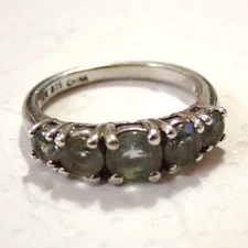Size 7 KN Kajal Naina 5 Stone Ring Bluish Gray 925 Sterling Silver China 2.8g