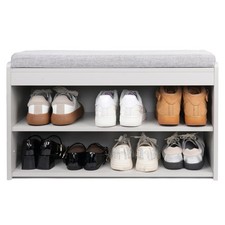 Schuhschrank Schuhbank Schuhregal mit Sitzkissen Sitztruhe Schuhablage Grau