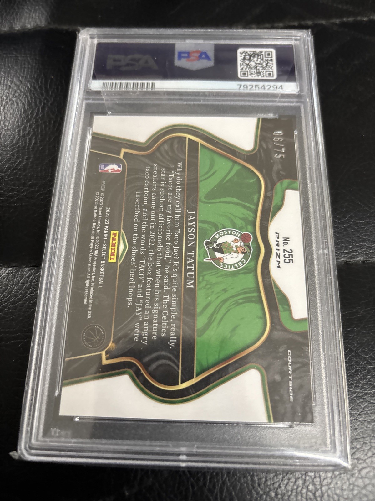 2022 Select Courtside White Disco Prizm  06/75 Jayson Tatum #255 PSA 9 view 5