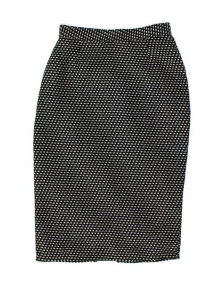 VINTAGE Damen High Waist Bleistiftrock Medium W26 schwarz gepunktet Acryl AV86