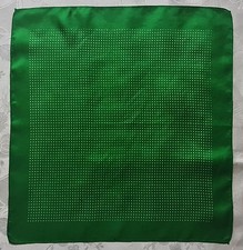 SCARF VINTAGE AUTHENTIC POLKA DOT GREEN WHITE SILK 17'' SQUARE SMALL