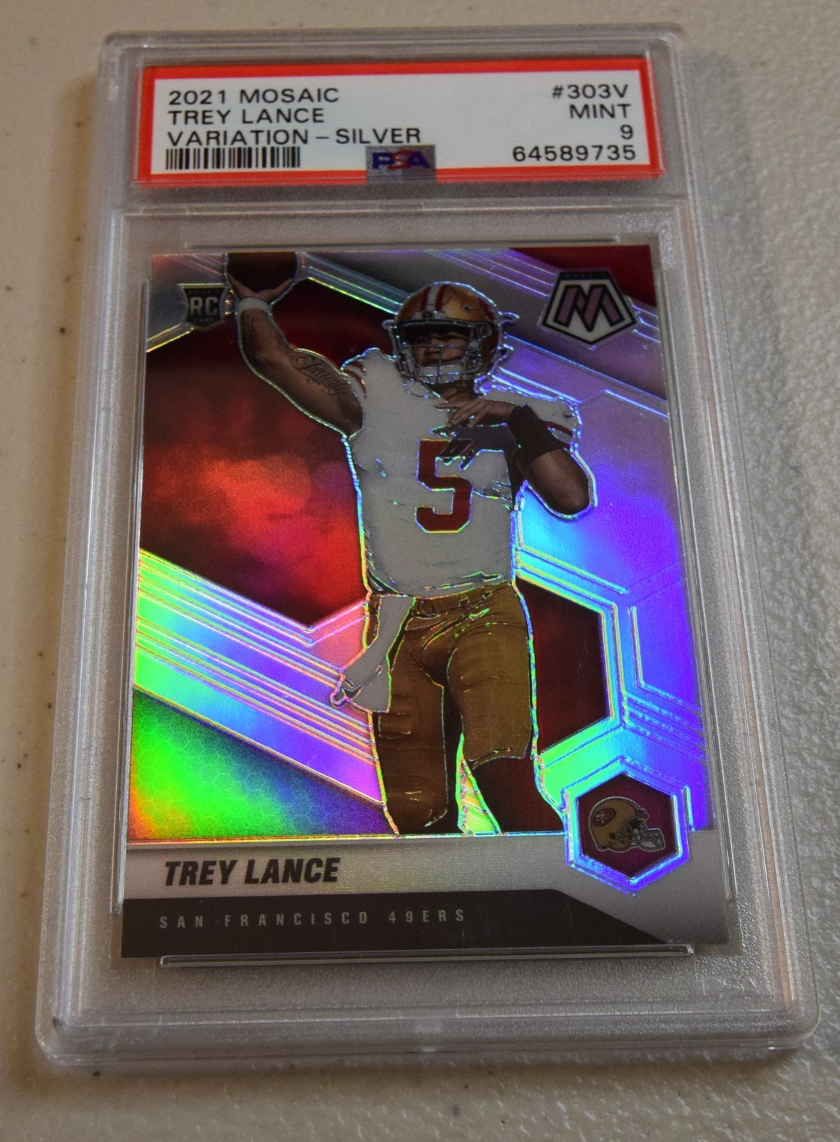 2021 Mosaic Trey Lance Rookie Variations RC Silver #303-V 49ers PSA 9