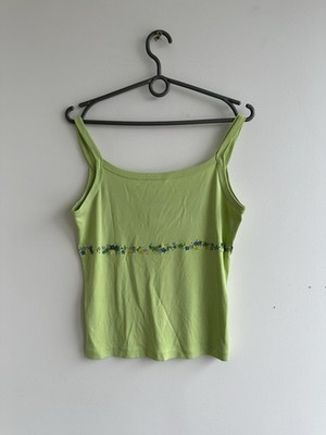 Versus Versace Womens Tank Top Size 30 Green Sleeveless Floral Print