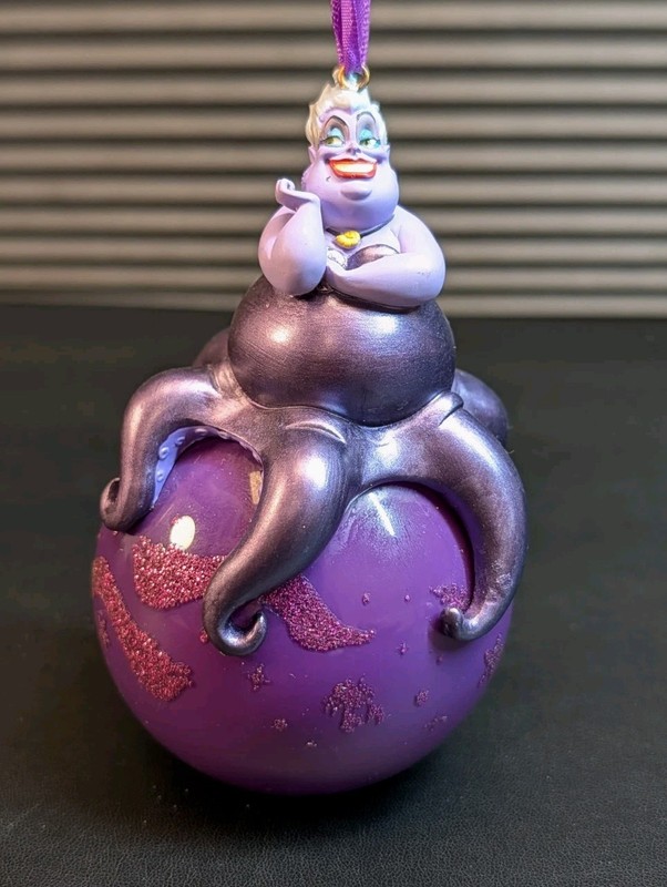 Disney Ursula Little Mermaid Purple Ball Hanging Ornament w/ Ribbon Plastic