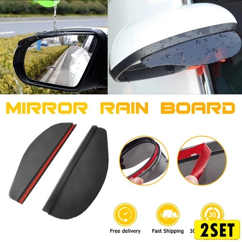 4x Rear Wing View Mirror Visor Rain Universal Deflectors Black Tinted Pair Car