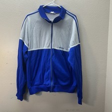 Vintage 70s/80s Adidas Trefoil Track Jacket   Blue  Gray Beckenbauer Style Sz S