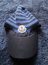 Moncler Beanie Hat Cap With Peak. Blue. One Size. Unique