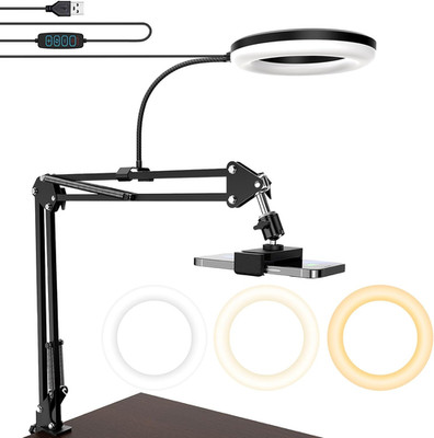 Overhead Camera Mount with Ring Light, 6   Overhead Phone Mount Compatible with