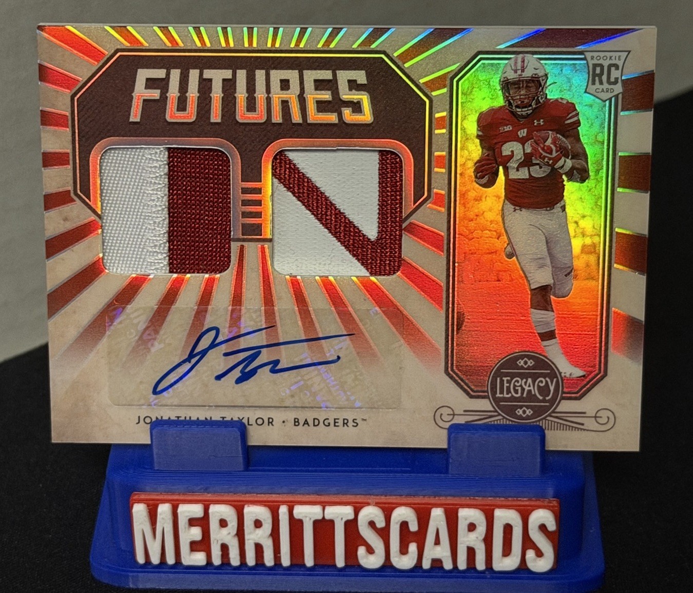 Jonathan Taylor 2020 Panini Legacy #FD-JT - Ruby Future Dual Patch Auto /50 (RC) view 4
