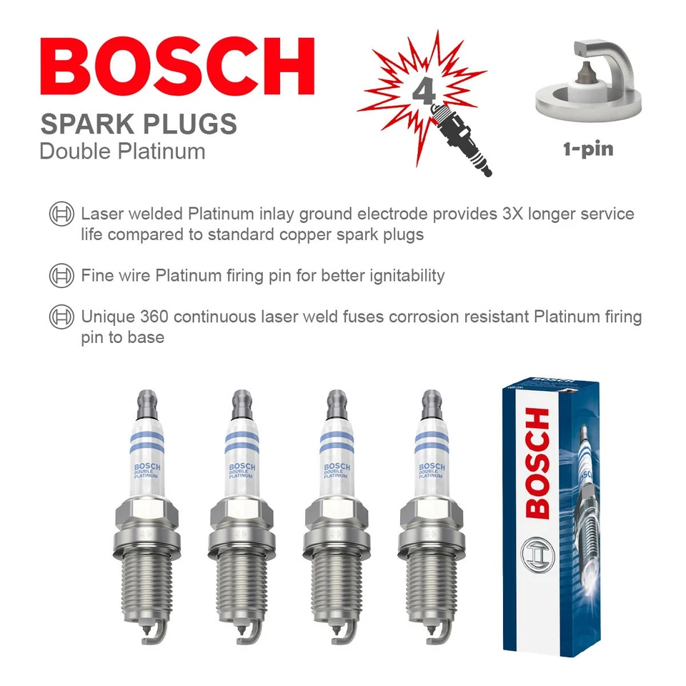 Spark Plugs Set 4x 0242245576 Bosch 06H905601A 06H905604 06H905611 101905611G - Image 2 of 4