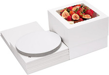 10 Sets Cake Boxes with Boards, 10X10X8 Inches Tall Bakery Boxes with Cake Board