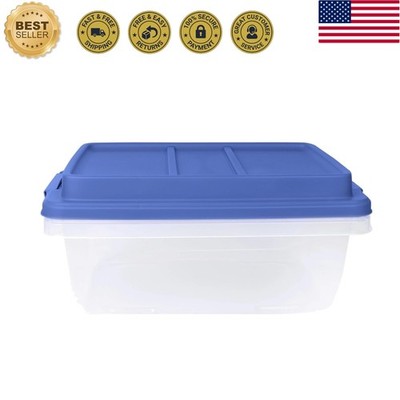 18 Quart Clear Storage Bin, Latched Storage Container, with Blue HI-RISE Lid